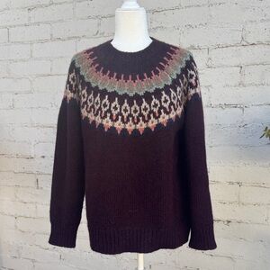 TOAST Alpaca Cotton Wool Patterned Yoke Fair Isle Sweater Size M